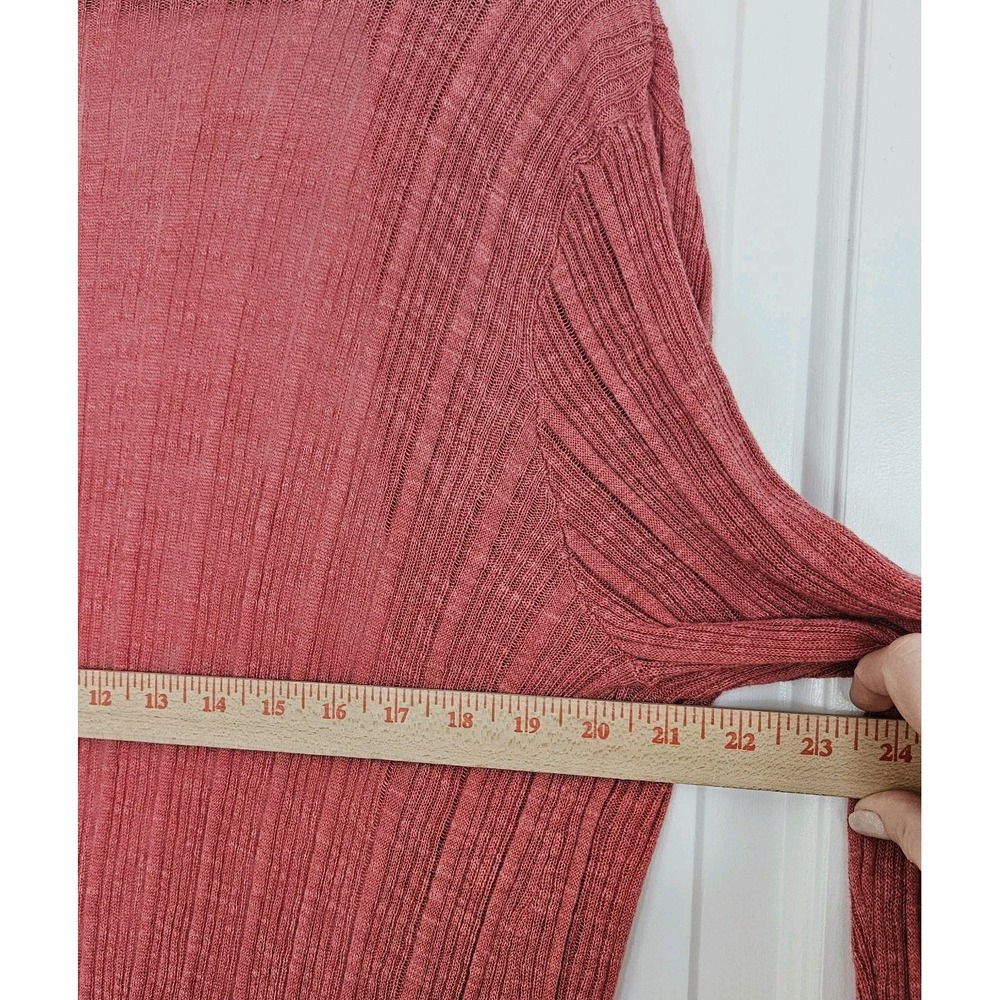 Hooked Up Womens Ribbed Longline Cardigan Sweater Pink Open Front Large boho - Picture 6 of 9